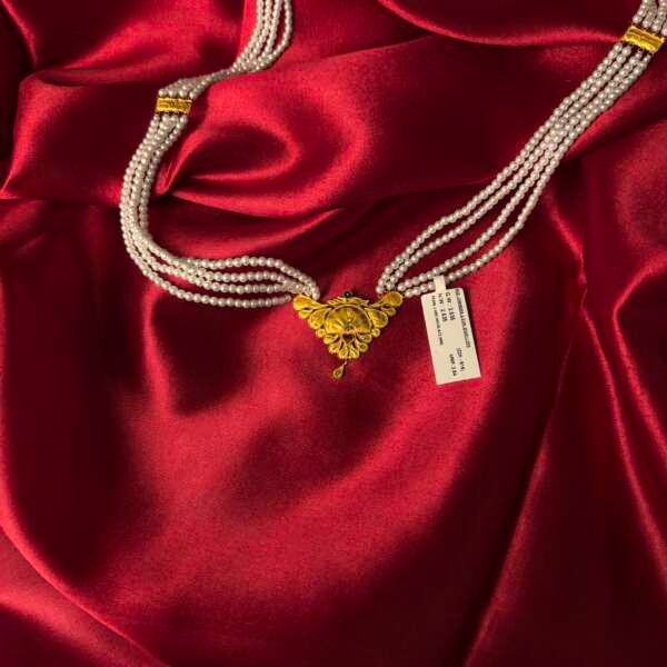 Multi-Strand Gold Pearl Choker