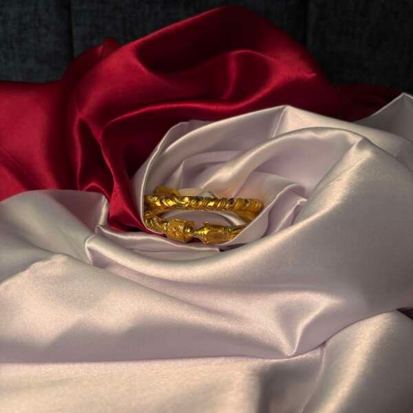 Traditional Gold Bangles with Carved Detailing (Pair)
