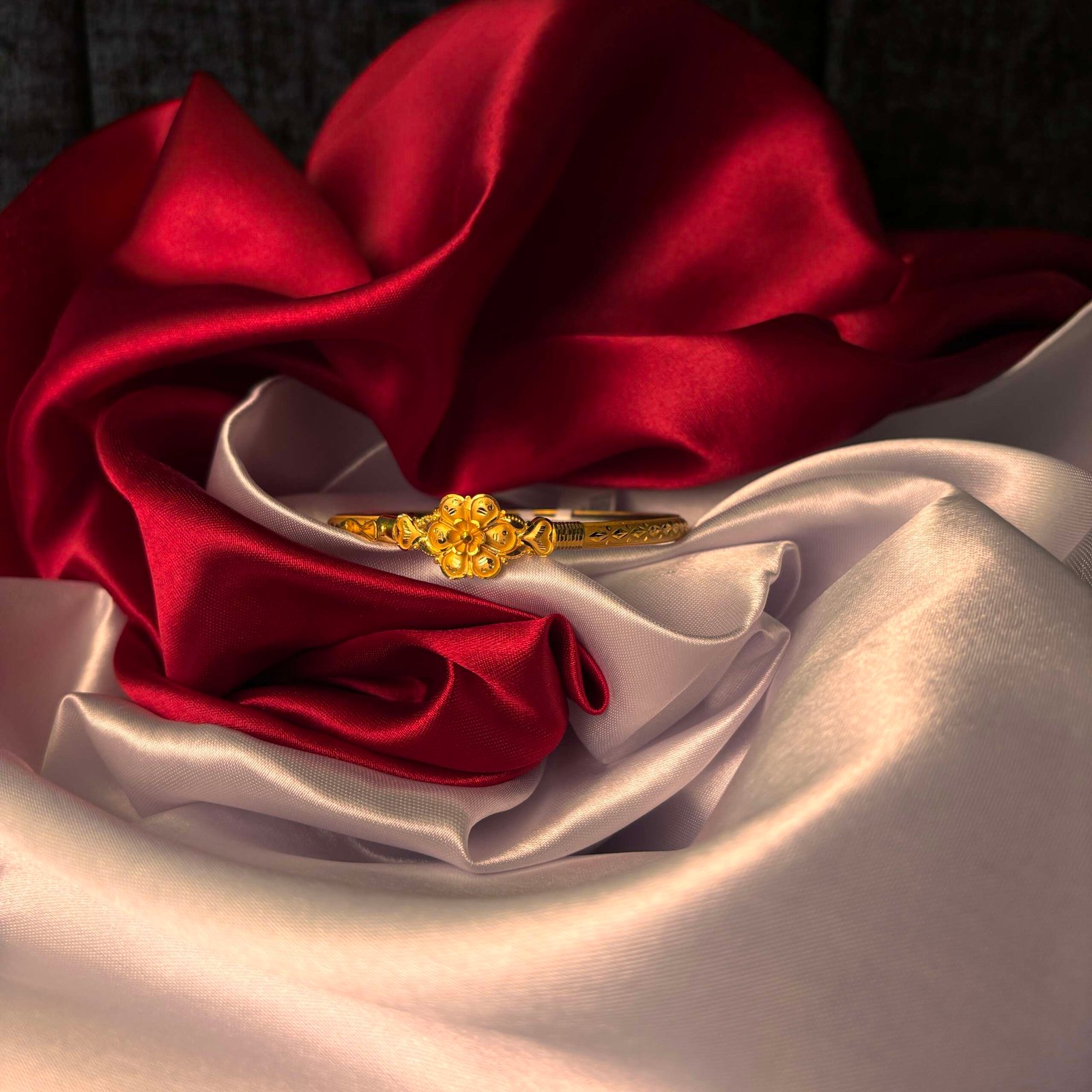Floral Motif Gold Bangle
