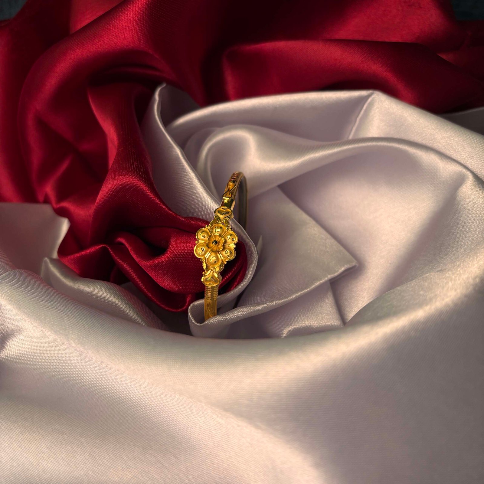 Floral Motif Gold Bangle
