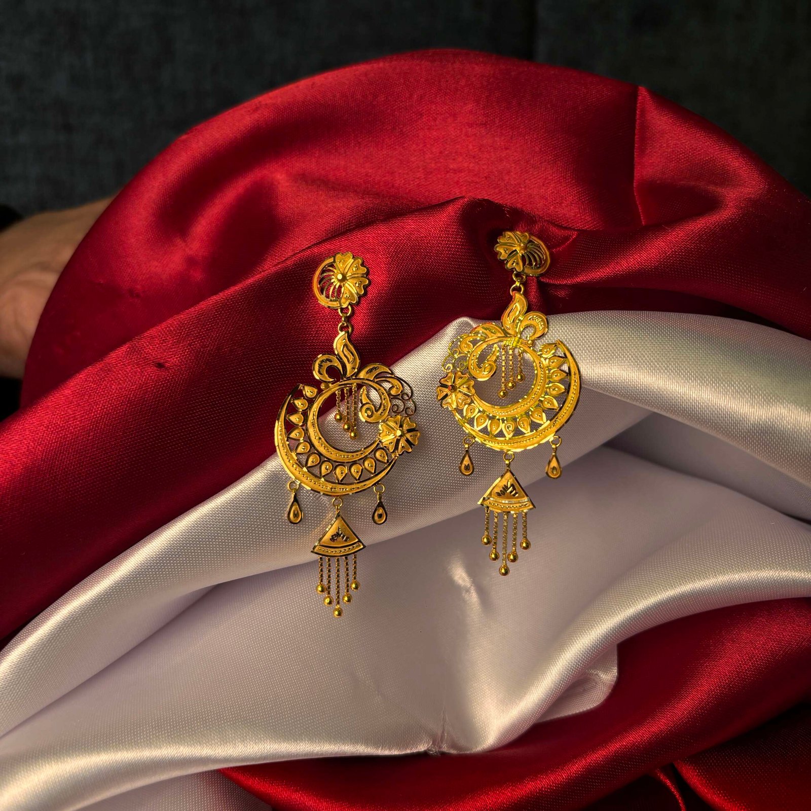 Crescent Chandbali Gold Earrings