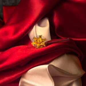 Elegant Floral Bloom Gold Ring with Filigree Detail