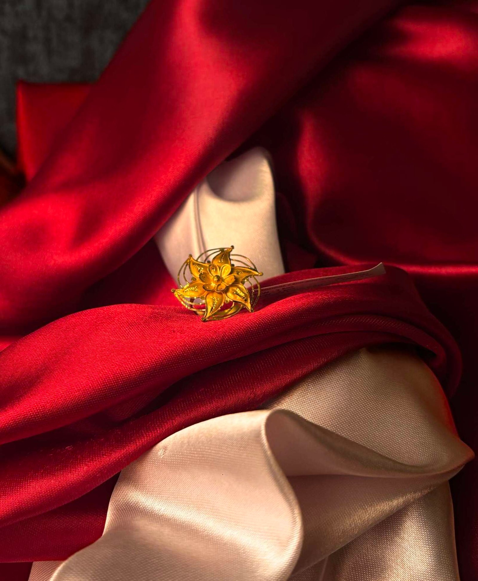 Elegant Floral Bloom Gold Ring with Filigree Detail
